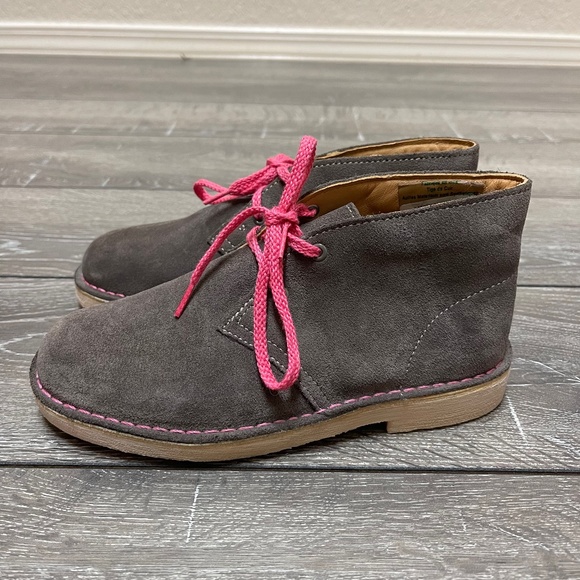 Clarks Other - Clarks Originals Gray Suede and Pink Lace Up Boot Girls Size Youth 1 W